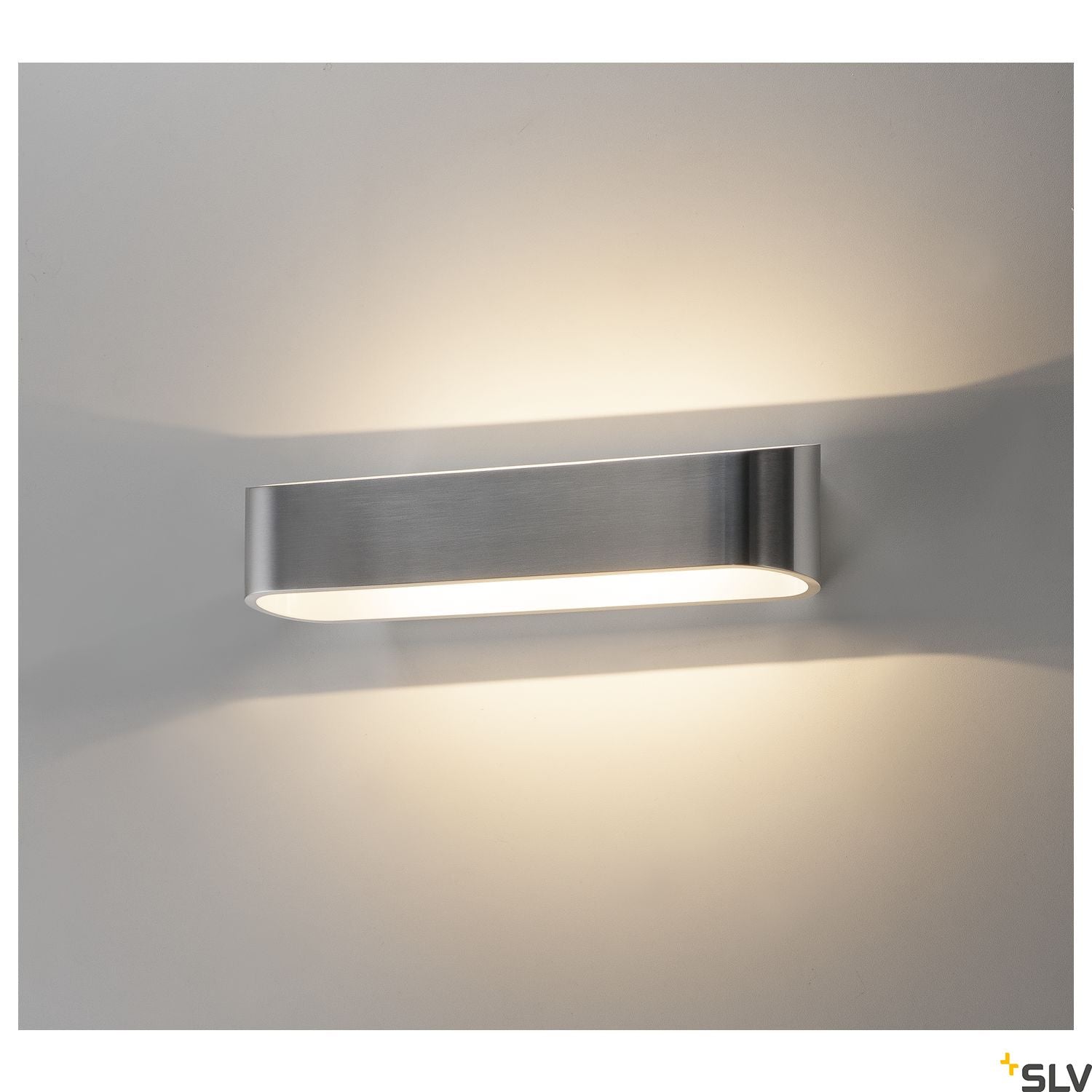 SLV ASSO 300 LED wall light, oval, alu brushed, 2x 5W LED, 3000K 151275