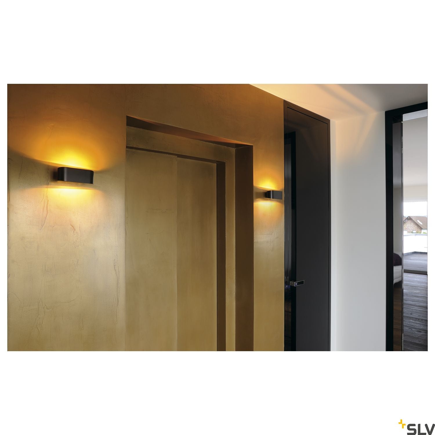 SLV OSSA R7s wall light, oval, matt black, R7s 78mm, max. 100W, up/down 151450