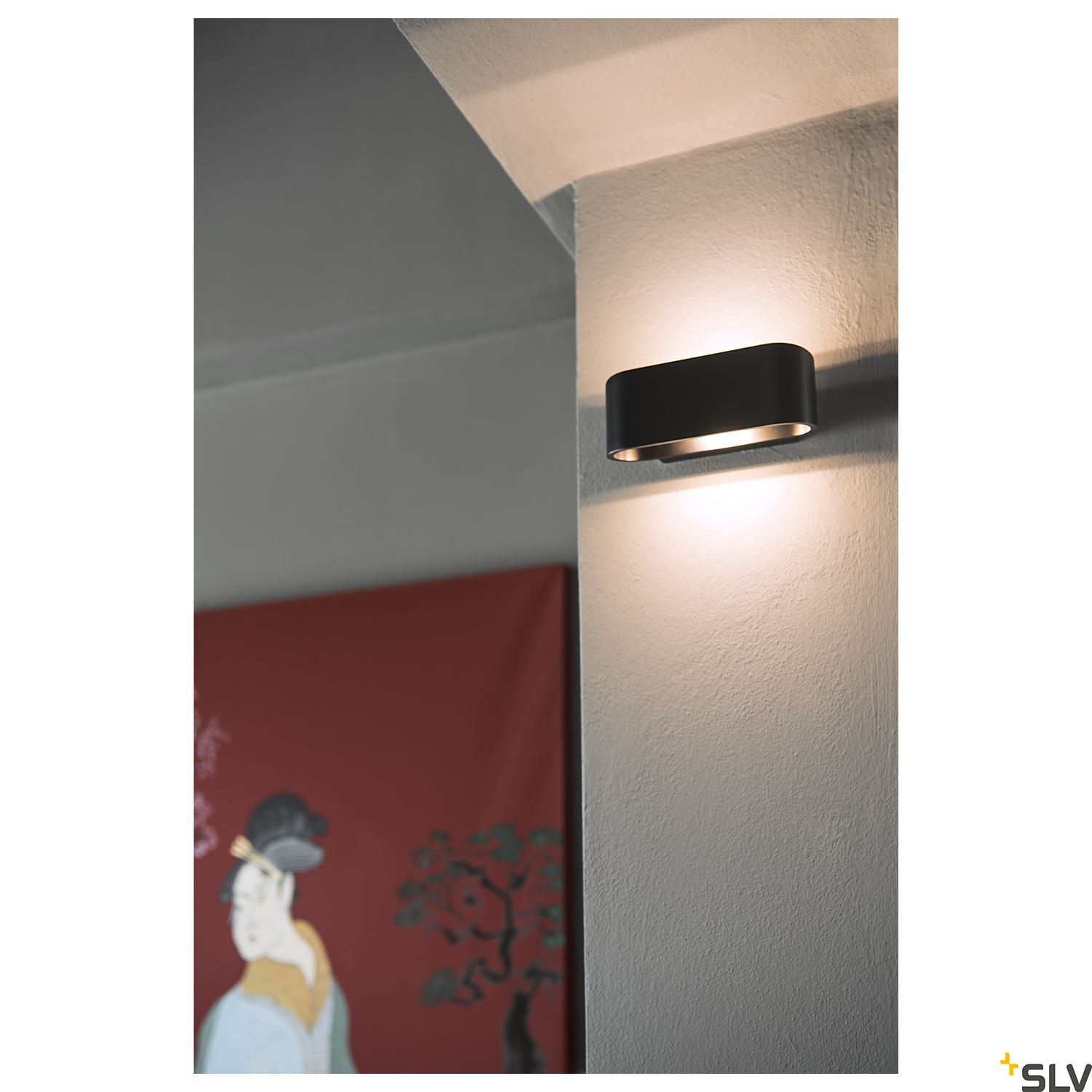 SLV OSSA R7s wall light, oval, matt black, R7s 78mm, max. 100W, up/down 151450