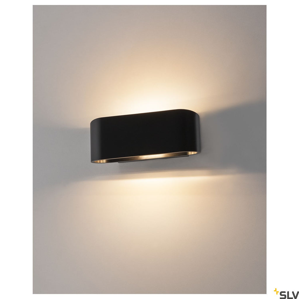 SLV OSSA R7s wall light, oval, matt black, R7s 78mm, max. 100W, up/down 151450