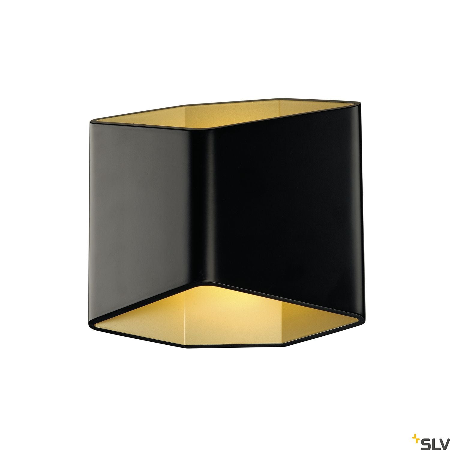 SLV CARISO LED wall light 2, black/brass, 7.6W COB LED, 3000K 151710