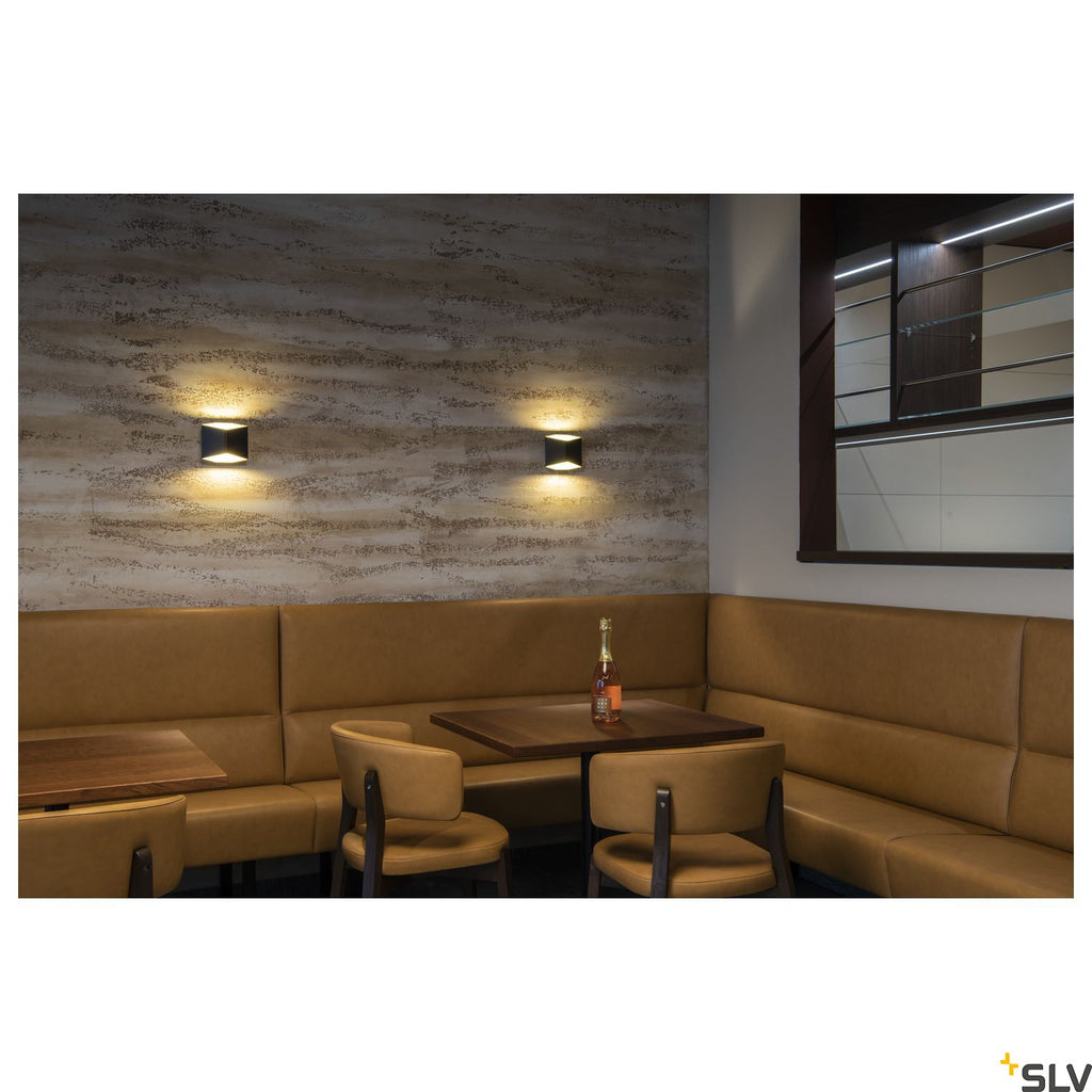 SLV CARISO LED wall light 2, black/brass, 7.6W COB LED, 3000K 151710