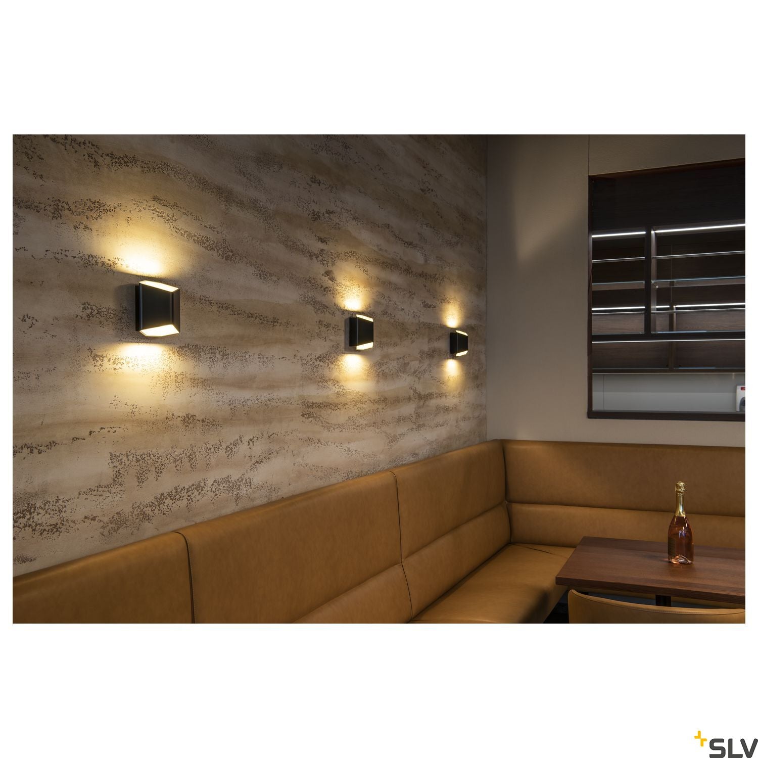 SLV CARISO LED wall light 2, black/brass, 7.6W COB LED, 3000K 151710