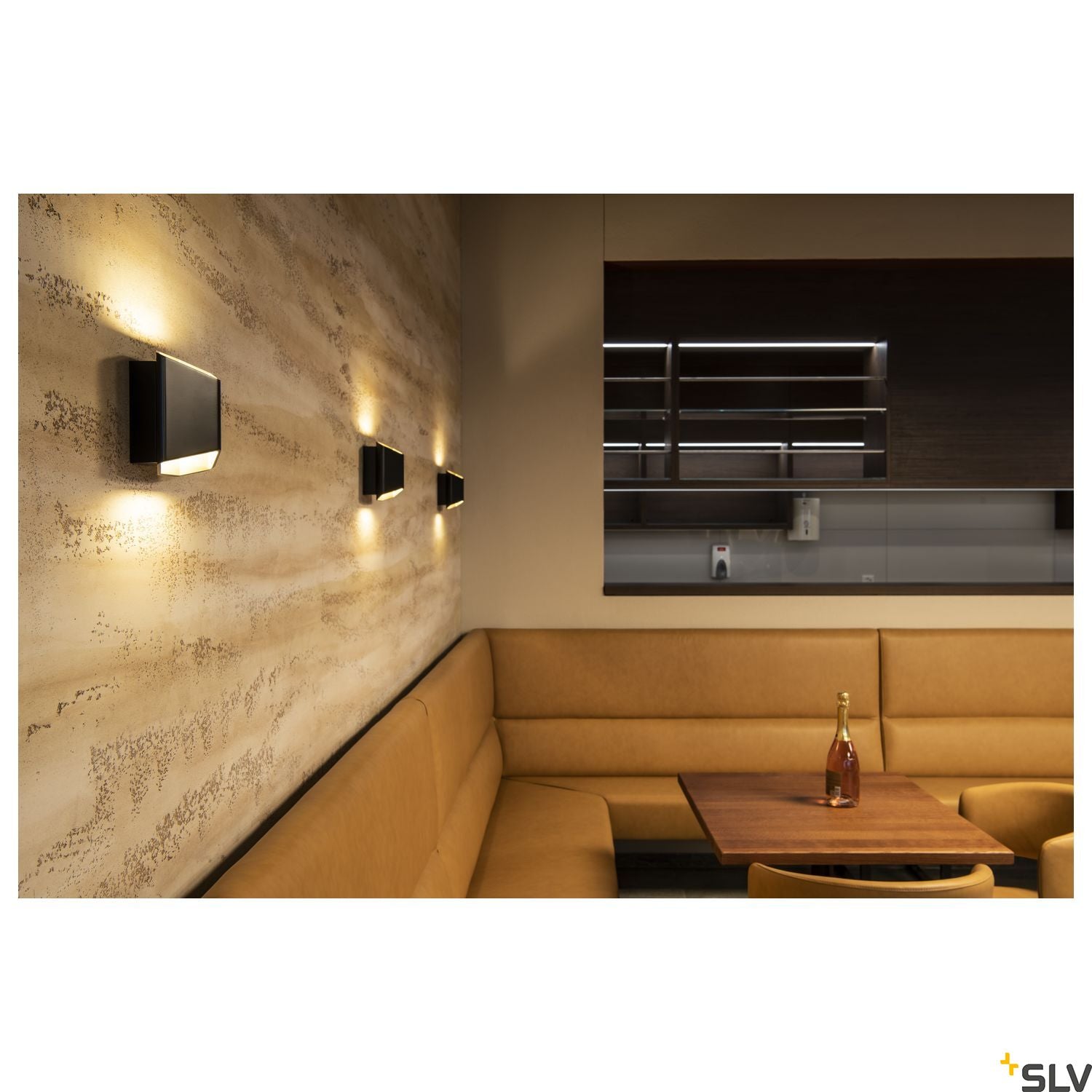 SLV CARISO LED wall light 2, black/brass, 7.6W COB LED, 3000K 151710