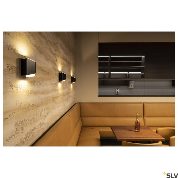 SLV CARISO LED wall light 2, black/brass, 7.6W COB LED, 3000K 151710