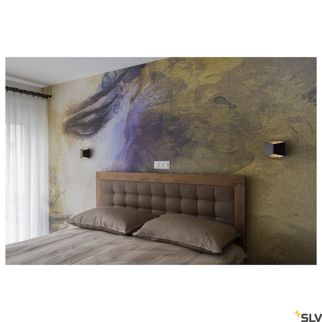 SLV CARISO LED wall light 2, black/brass, 7.6W COB LED, 3000K 151710