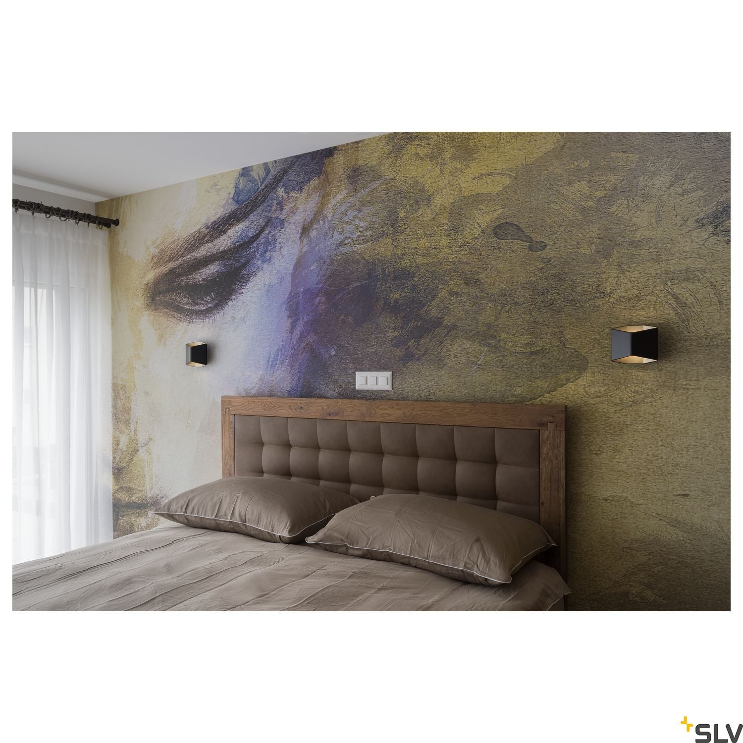 SLV CARISO LED wall light 2, black/brass, 7.6W COB LED, 3000K 151710