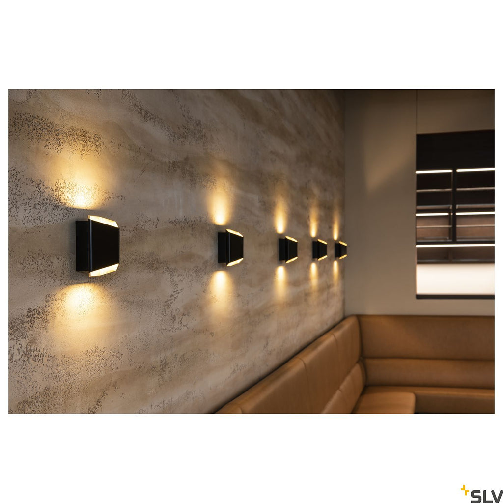 SLV CARISO LED wall light 2, black/brass, 7.6W COB LED, 3000K 151710