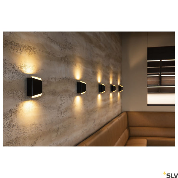 SLV CARISO LED wall light 2, black/brass, 7.6W COB LED, 3000K 151710