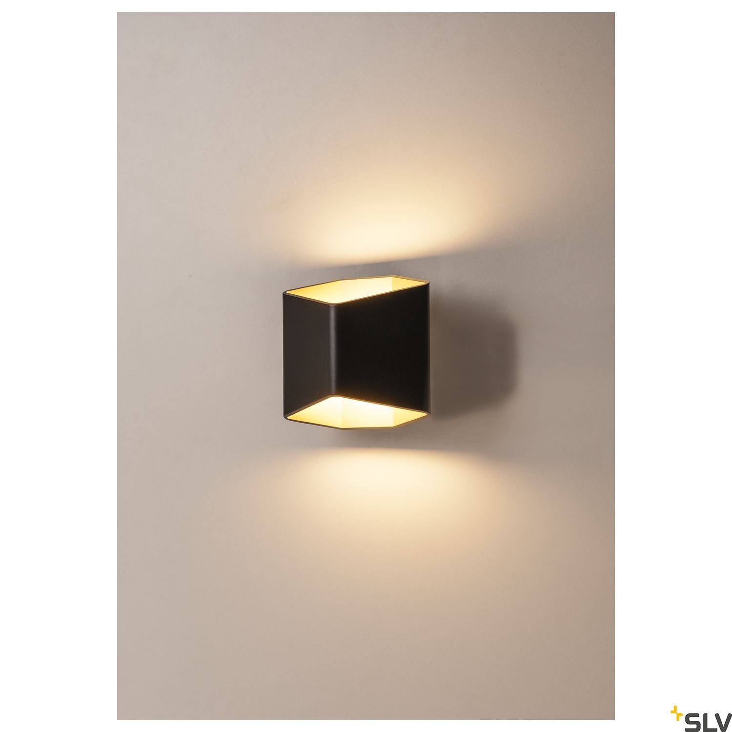 SLV CARISO LED wall light 2, black/brass, 7.6W COB LED, 3000K 151710