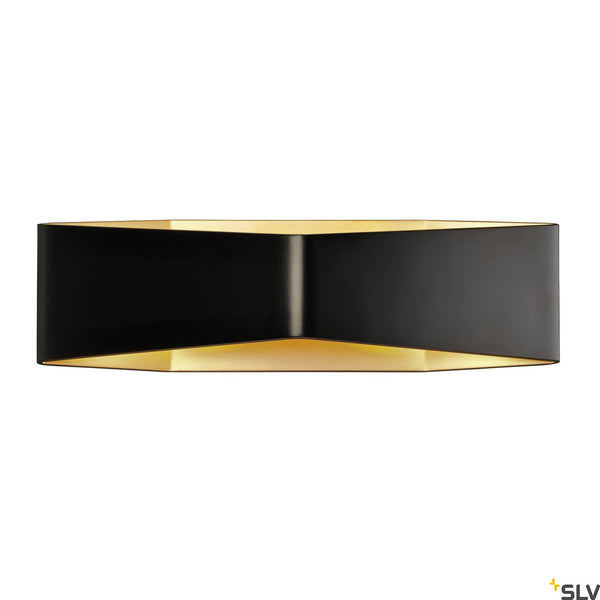 SLV BIG CARISO LED wall light 2, black/ brass 2x 9W LED, 3000K 151740