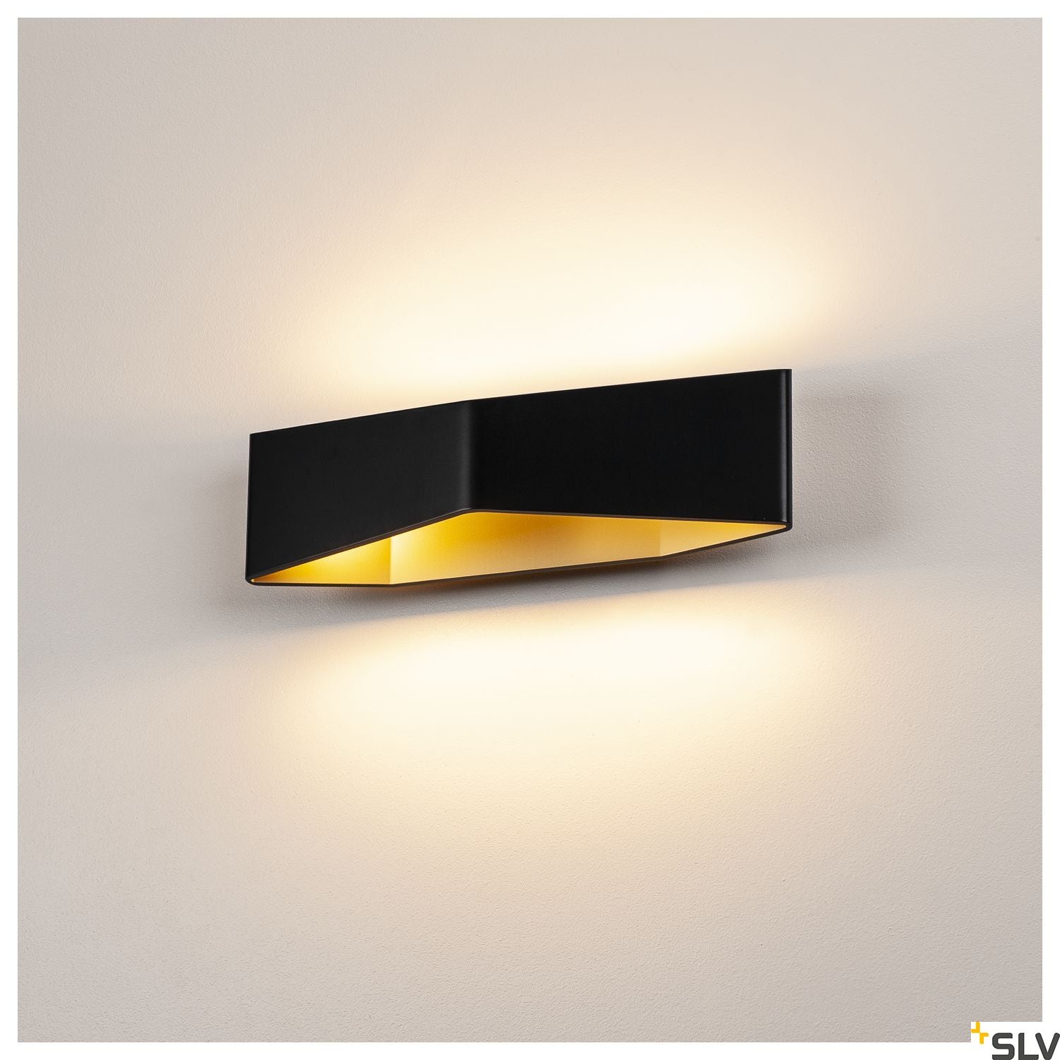 SLV BIG CARISO LED wall light 2, black/ brass 2x 9W LED, 3000K 151740