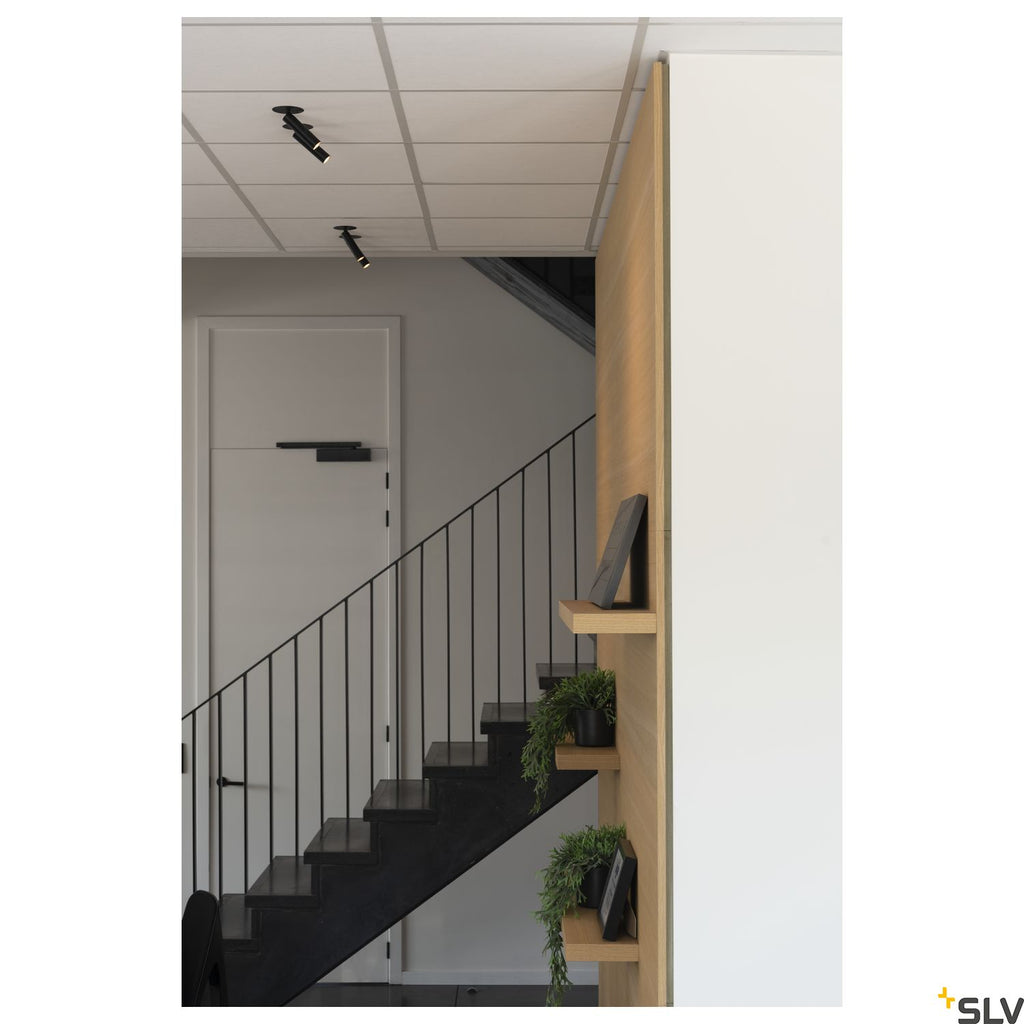 SLV KARPO 30 single spot, recessed ceiling light, flat canopy, black, 7.5W LED, 3000K, 152380