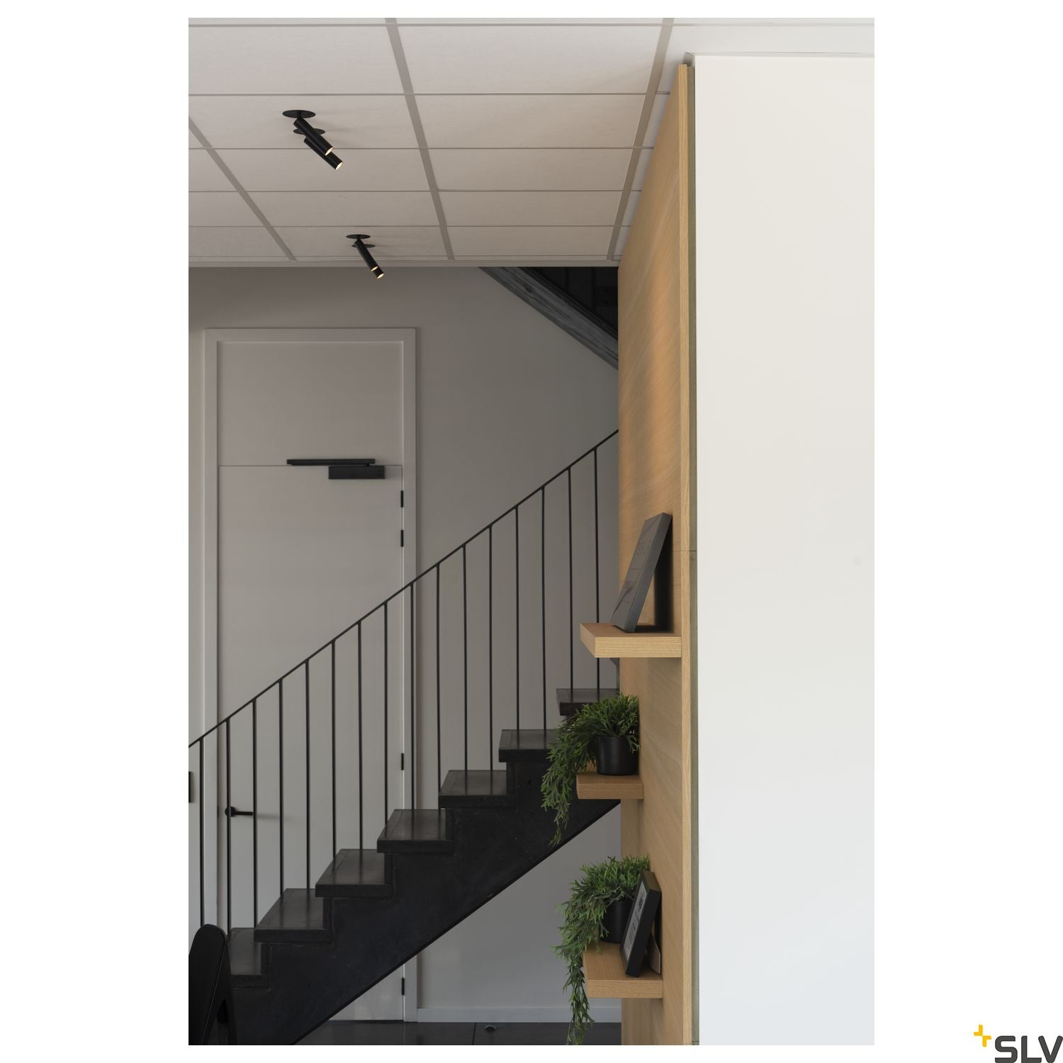 SLV KARPO 30 single spot, recessed ceiling light, flat canopy, black, 7.5W LED, 3000K, 152380