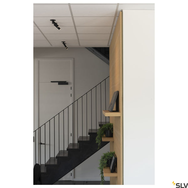 SLV KARPO 30 single spot, recessed ceiling light, flat canopy, black, 7.5W LED, 3000K, 152380