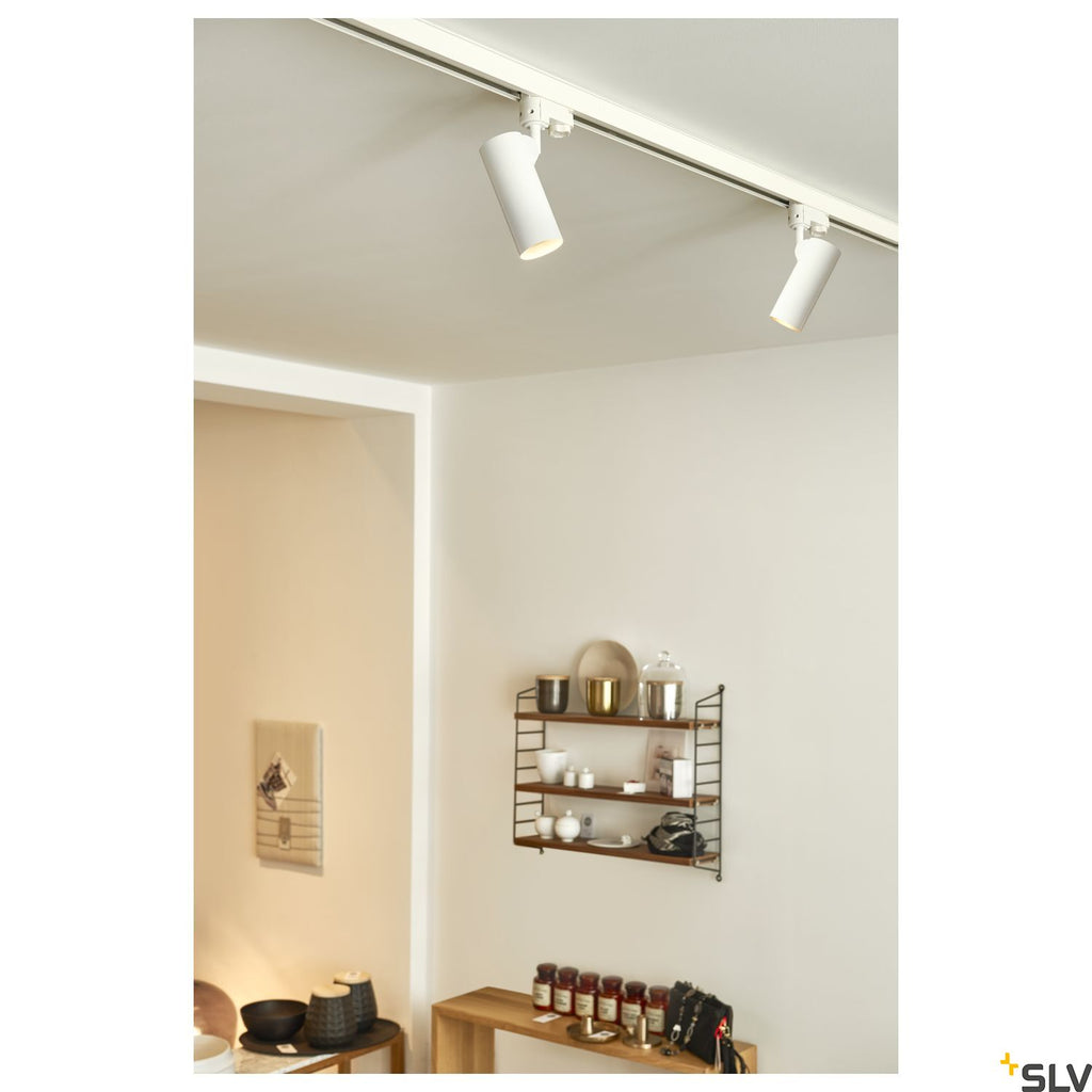 SLV HELIA 50 LED Spot for 3 circuit High-voltage Track System, 3000K, white, 35°, incl. 3 circuit adapter 152961