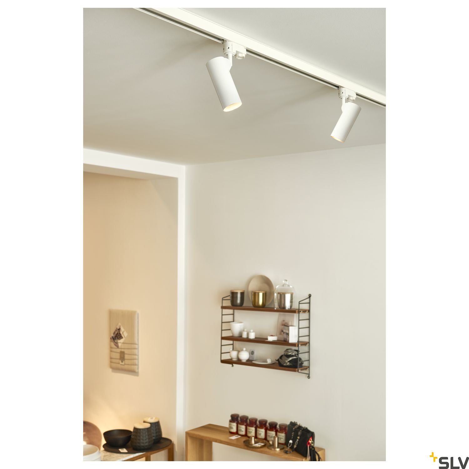 SLV HELIA 50 LED Spot for 3 circuit High-voltage Track System, 3000K, white, 35°, incl. 3 circuit adapter 152961