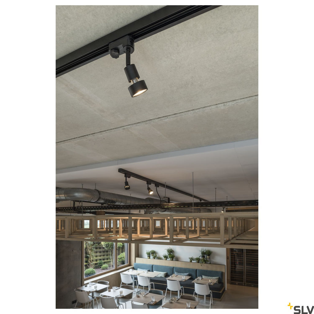 SLV PURI lamp head, black, GU10, max. 50W, incl. 3-circuit adapter 153560