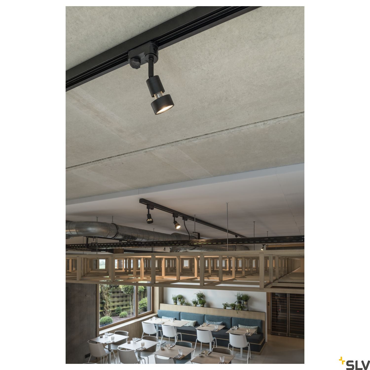 SLV PURI lamp head, black, GU10, max. 50W, incl. 3-circuit adapter 153560
