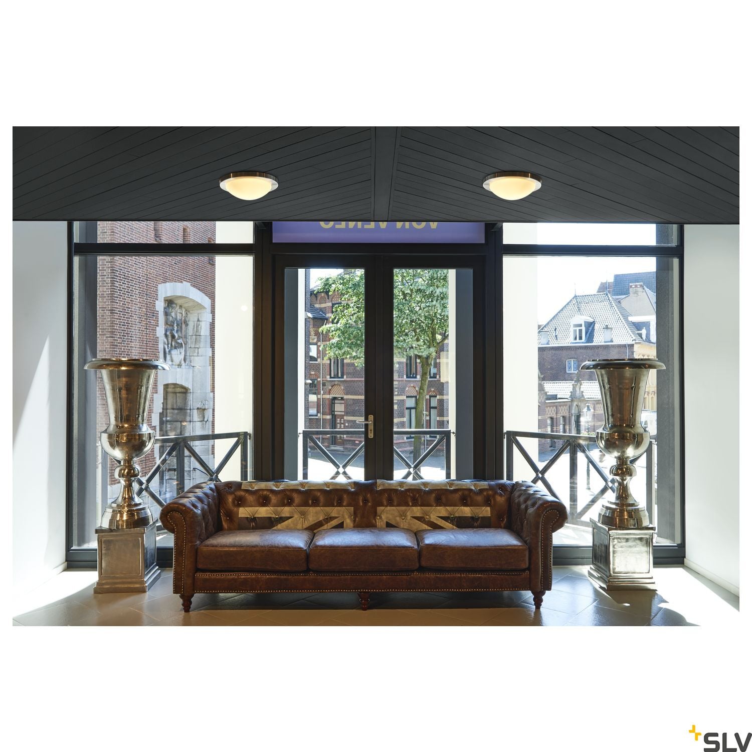 SLV MELAN ceiling light, round, alu brushed, frosted glass, E27, max. 60W 155236