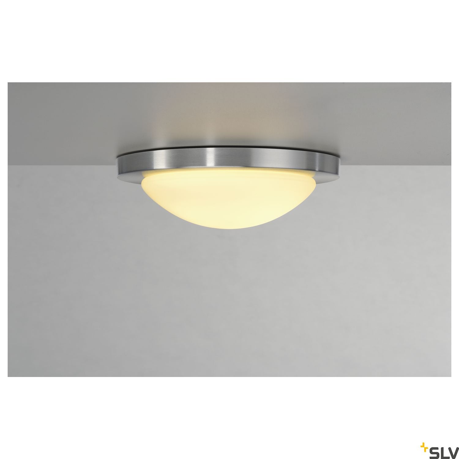 SLV MELAN ceiling light, round, alu brushed, frosted glass, E27, max. 60W 155236