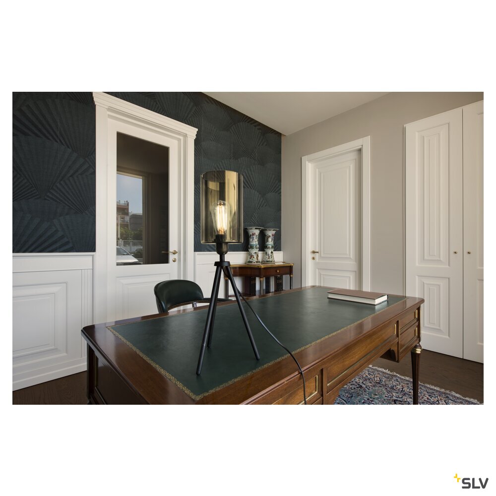 SLV FENDA, table lamp, lamp base, A60, black, without shade, max. 40 W, incl. switch in the power cable 155540