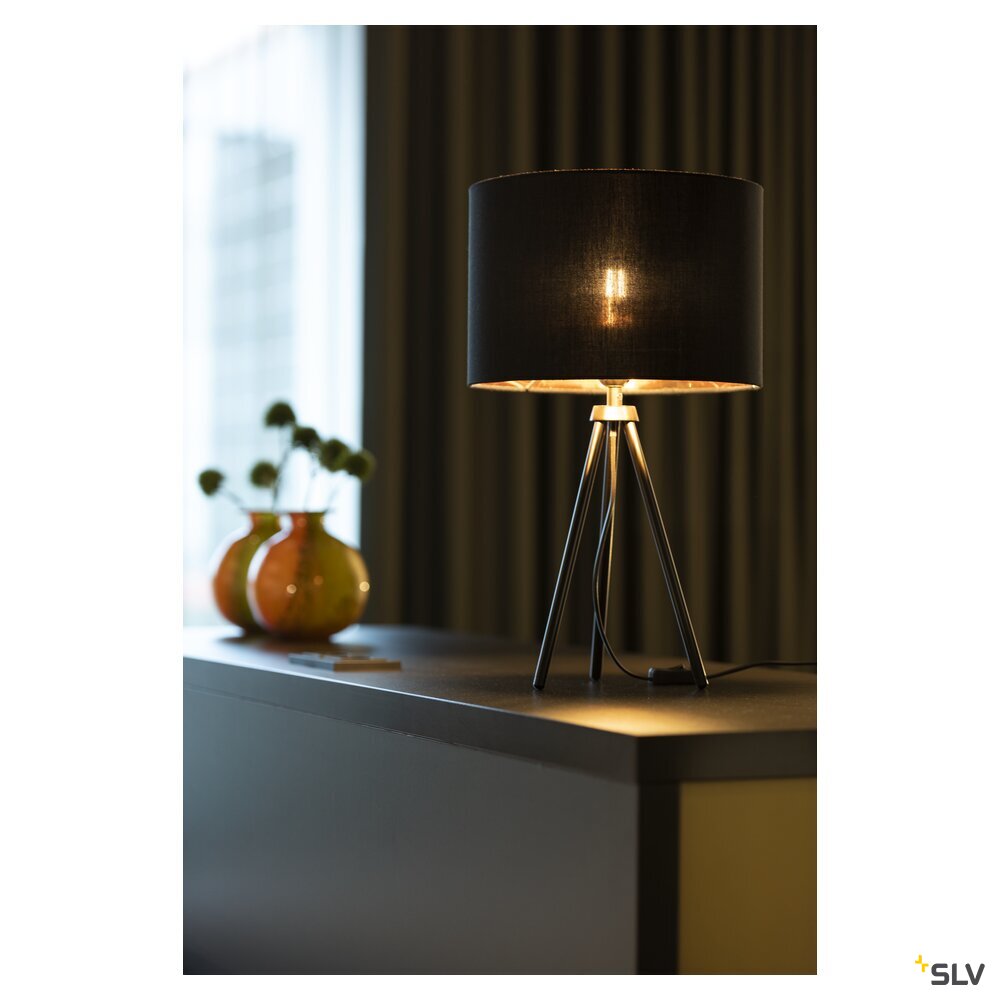 SLV FENDA, table lamp, lamp base, A60, black, without shade, max. 40 W, incl. switch in the power cable 155540