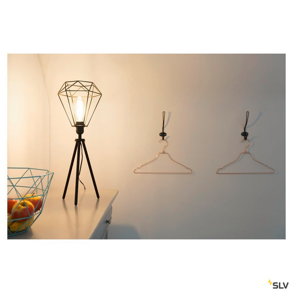 SLV FENDA, table lamp, lamp base, A60, black, without shade, max. 40 W, incl. switch in the power cable 155540