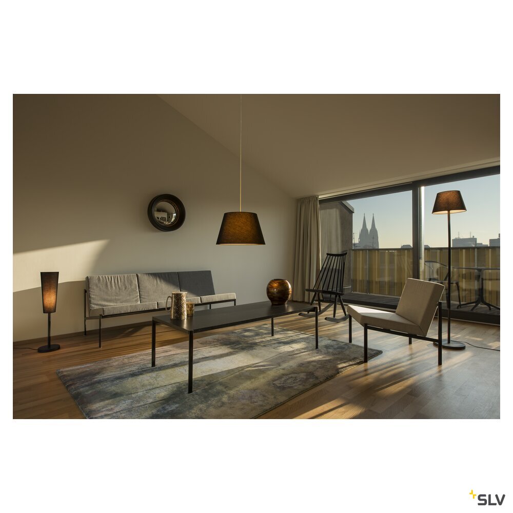 SLV FENDA, floor stand, lamp base, TC-(D,H,T,Q)SE, black, without shade, max. 60 W 155790