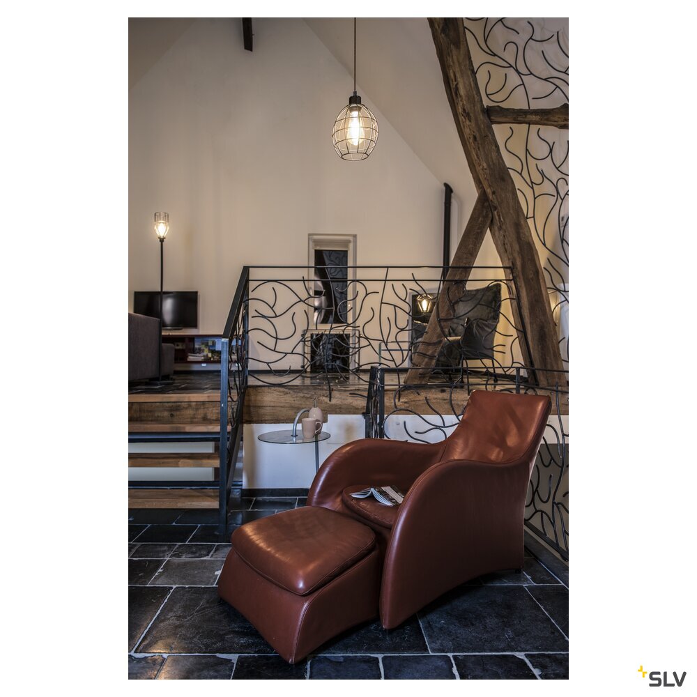 SLV FENDA, floor stand, lamp base, TC-(D,H,T,Q)SE, black, without shade, max. 60 W 155790