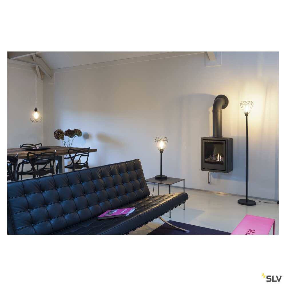 SLV FENDA, floor stand, lamp base, TC-(D,H,T,Q)SE, black, without shade, max. 60 W 155790