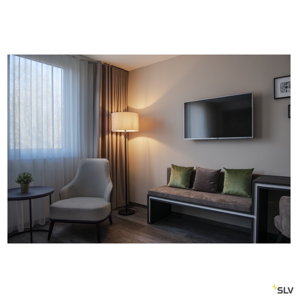 SLV FENDA, floor stand, lamp base, TC-(D,H,T,Q)SE, black, without shade, max. 60 W 155790