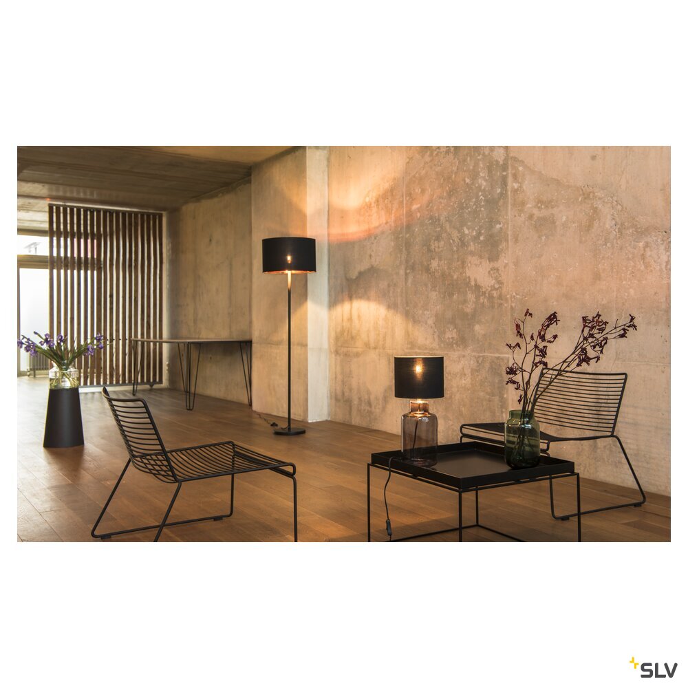 SLV FENDA, floor stand, lamp base, TC-(D,H,T,Q)SE, black, without shade, max. 60 W 155790