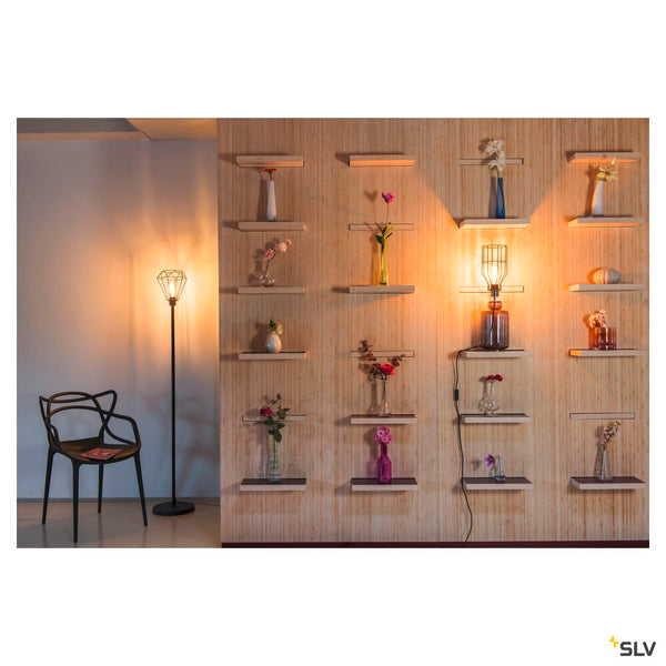 SLV FENDA, floor stand, lamp base, TC-(D,H,T,Q)SE, black, without shade, max. 60 W 155790