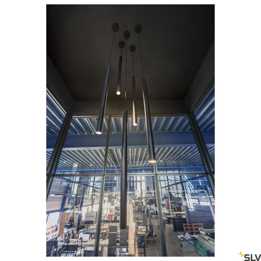 SLV HELIA 60, pendant, LED, 3000K, round, black, flat canopy for recessed installation, 7.5W 158400