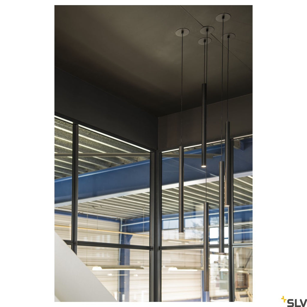 SLV HELIA 60, pendant, LED, 3000K, round, black, flat canopy for recessed installation, 7.5W 158400