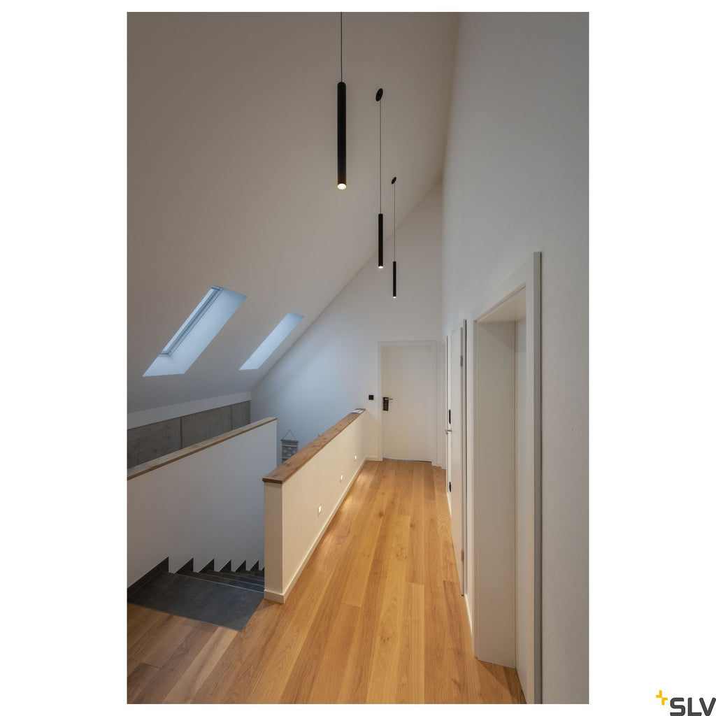 SLV HELIA 60, pendant, LED, 3000K, round, black, flat canopy for recessed installation, 7.5W 158400