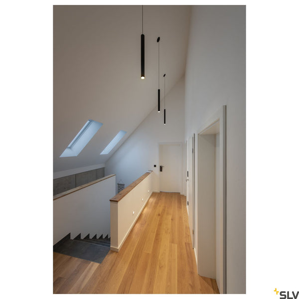 SLV HELIA 60, pendant, LED, 3000K, round, black, flat canopy for recessed installation, 7.5W 158400