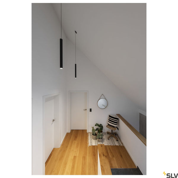 SLV HELIA 60, pendant, LED, 3000K, round, black, flat canopy for recessed installation, 7.5W 158400