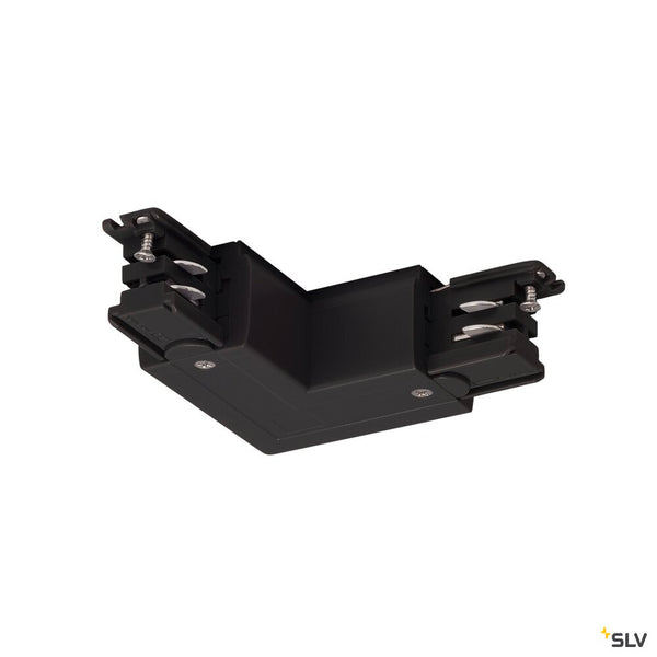 SLV S-TRACK L-connector, earth electrode inside, with feed-in option, PHASE, black 175110