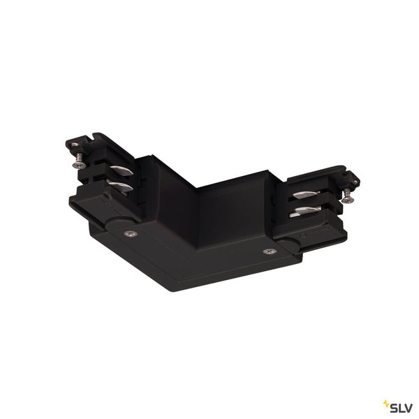 SLV S-TRACK L-connector, earth electrode outside, with feed-in option, PHASE, black 175120