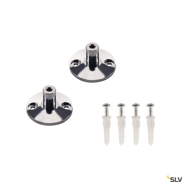SLV Wall bracket for low-voltage wire system, chrome, 2 pieces, 3cm 186302
