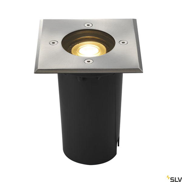 SLV SOLASTO Drive Way Light, square, stainless steel bezel, GU10 max. 6W 227684