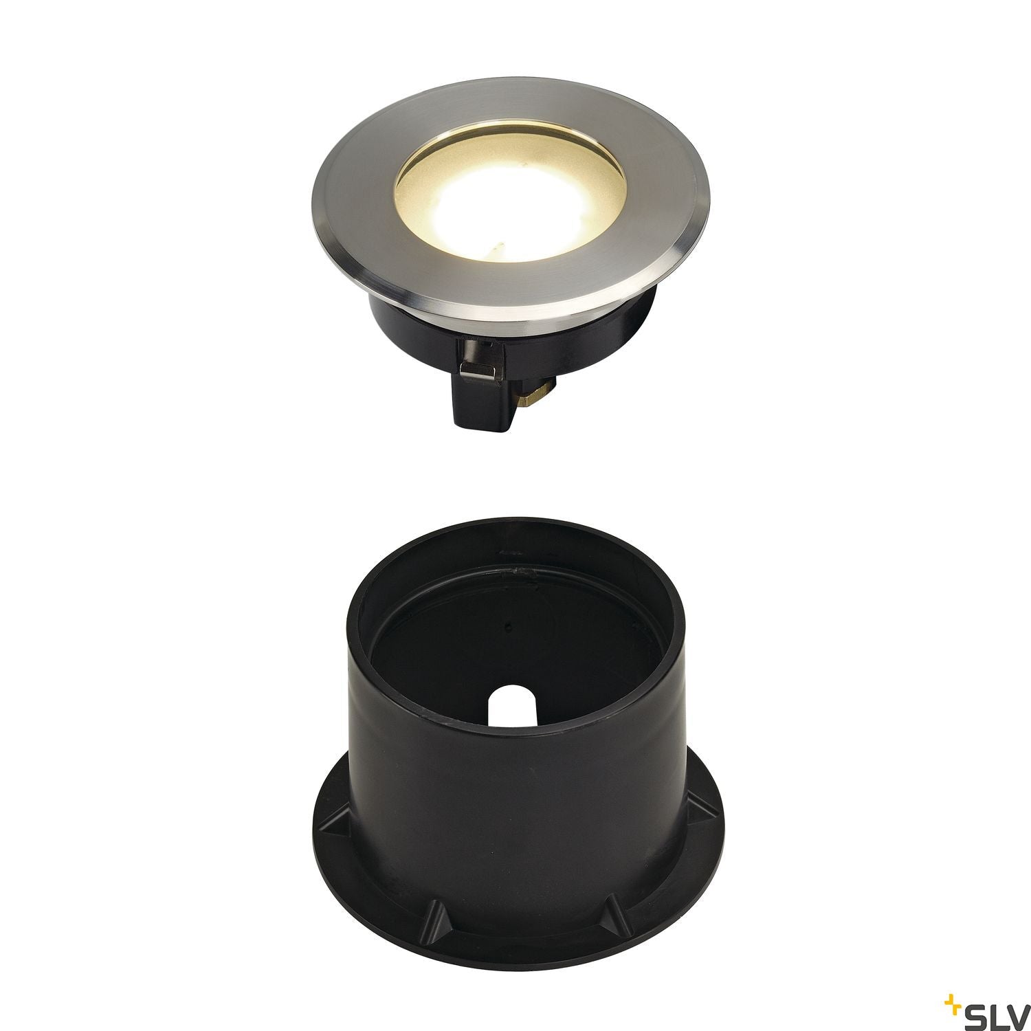 SLV DASAR FLAT 240V LED inground Driveway Light, round, 4.3W LED, 3000K, stainless steel bezel 228412