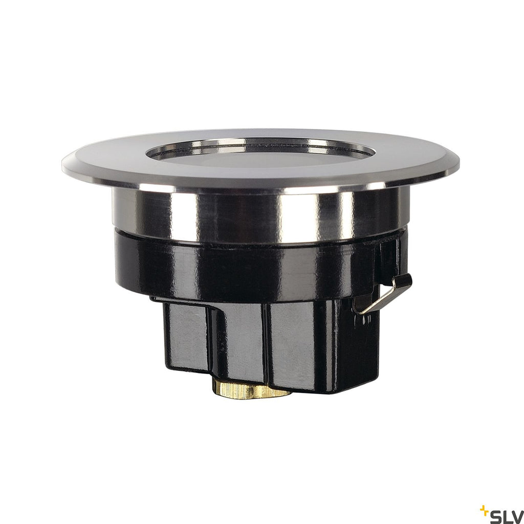 SLV DASAR FLAT 240V LED inground Driveway Light, round, 4.3W LED, 3000K, stainless steel bezel 228412