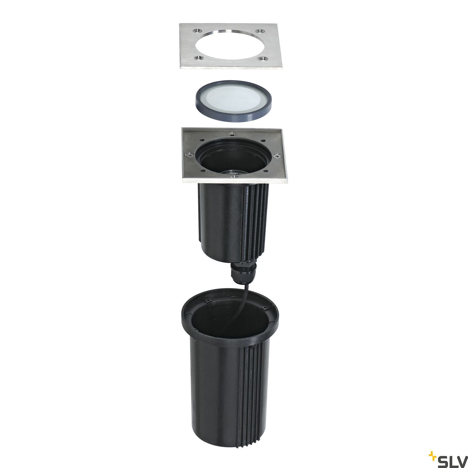 SLV DASAR EXACT GU10 inground fitting, square, stainless steel 316, max. 35W, IP67 228434