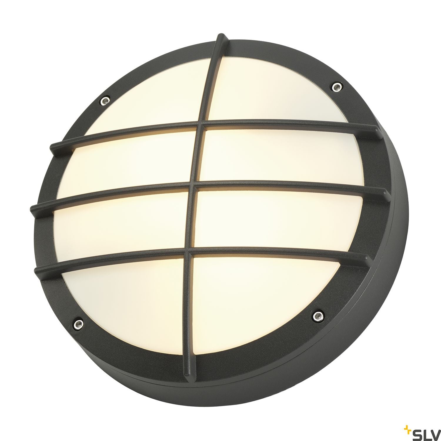 SLV BULAN GRID wall and ceiling light, round, anthracite, E27, max. 2x 25W, PC cover 229085