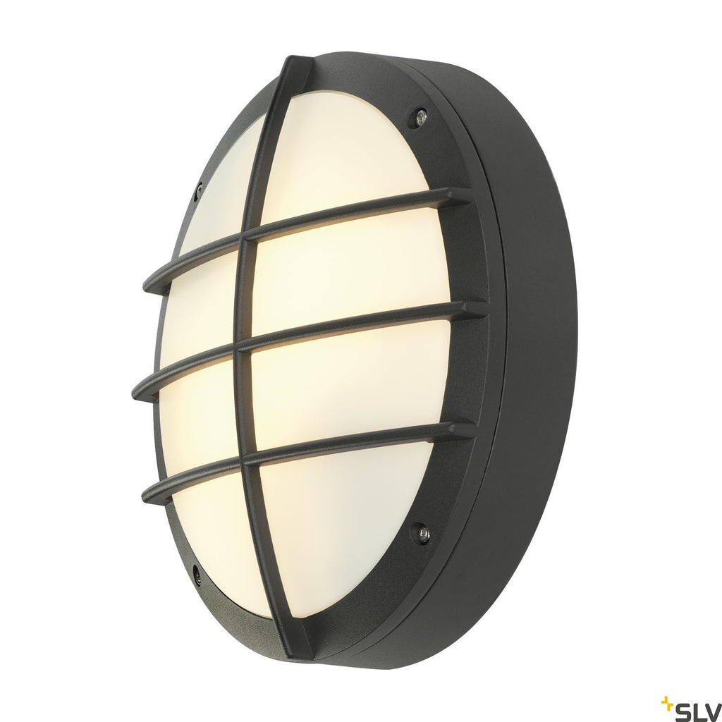 SLV BULAN GRID wall and ceiling light, round, anthracite, E27, max. 2x 25W, PC cover 229085