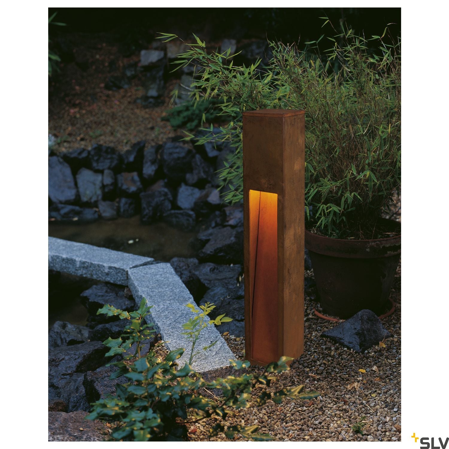 SLV RUSTY SLOT 80, rusted iron, E27 Energy Saver, max. 11W, IP44 229411