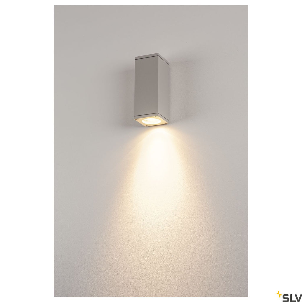 SLV THEO WALL OUT, wall light, square, silver-grey, GU10, max. 35W 229524
